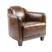 Dohánybarna színű bőrrel kárpitozott bőrfotel.