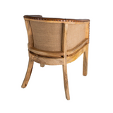 BUFFALO bőr karosszék hátulnézet, jute háttámlával