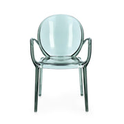 Mentaszínű polikarbonátból készült, formatervezett design karosszék.