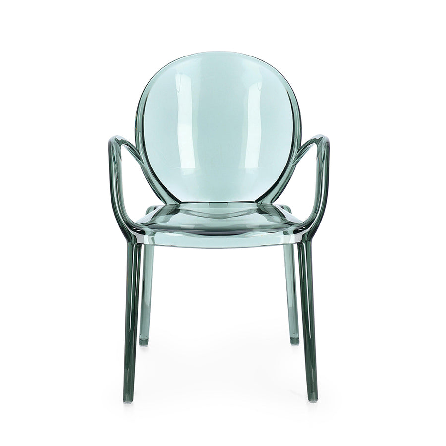 Mentaszínű polikarbonátból készült, formatervezett design karosszék.