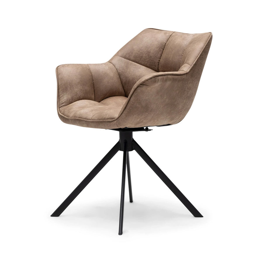 bőr étkezőfotel oldalnézet fekete fém lábbal