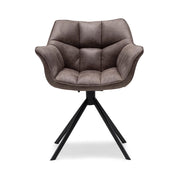 kávébarna bőr forgó étkezőfotel elölnézet