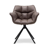 kávébarna bőr forgó étkezőfotel elölnézet