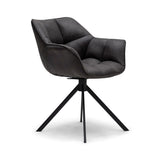 modern étkezőszék oldalnézet sötétbarna bőrrel