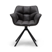 sötétbarna bőr forgó étkezőfotel elölnézet