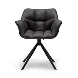 sötétbarna bőr forgó étkezőfotel elölnézet