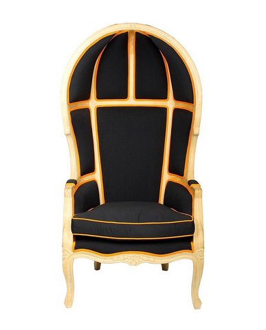 Fekete színű szövettel kárpitozott, kortárs stílusú design hintófotel.