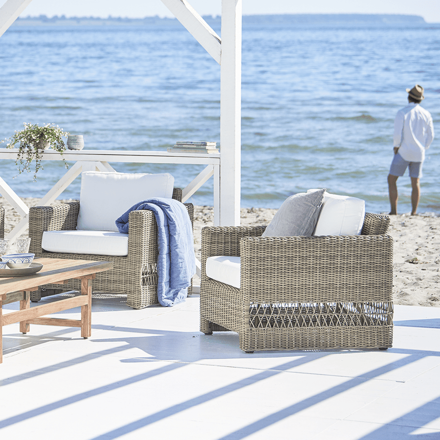 Antikszürke színű, műrattan kerti fotel