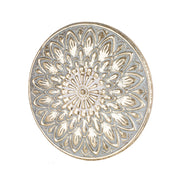 Antikolt arany kör alakú fali dekor shabby chic stílusban, dombornyomott virágmintával.