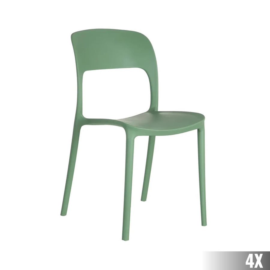 Mentazöld színű polipropilén bisztrószék.