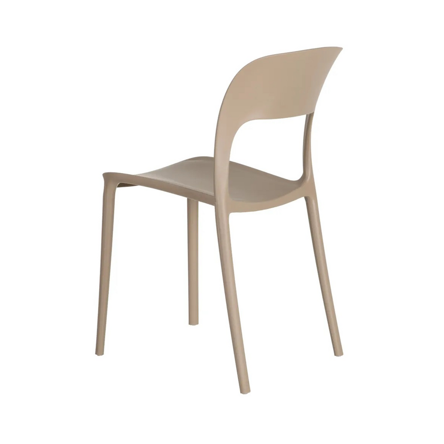 Taupe színű polipropilén bisztrószék.