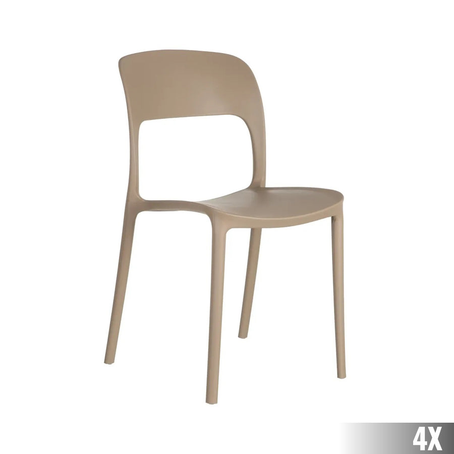 Taupe színű polipropilén bisztrószék.