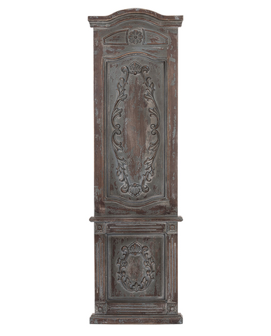 Casa Roma antikolt fa falpanel előlnézetből, shabby chic stílusban, faragott klasszikus díszítéssel.