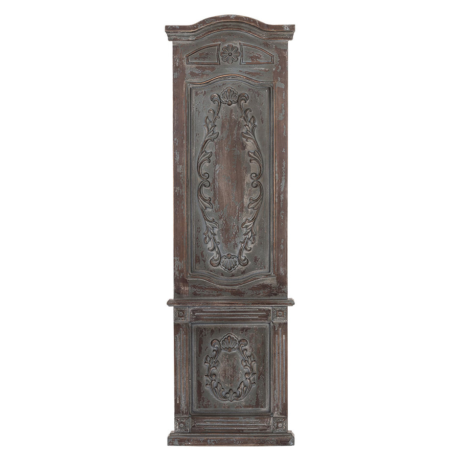 Casa Roma antikolt fa falpanel előlnézetből, shabby chic stílusban, faragott klasszikus díszítéssel.