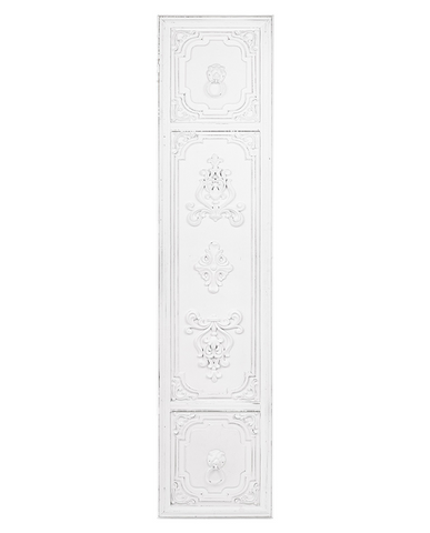 Casa Roma antik fehér fa falpanel, shabby chic stílusban, kazettás és dombornyomott mintákkal.