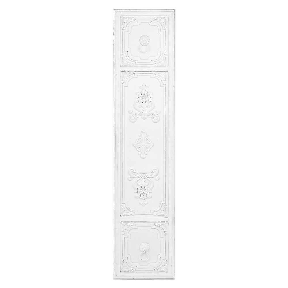 Casa Roma antik fehér fa falpanel, shabby chic stílusban, kazettás és dombornyomott mintákkal.
