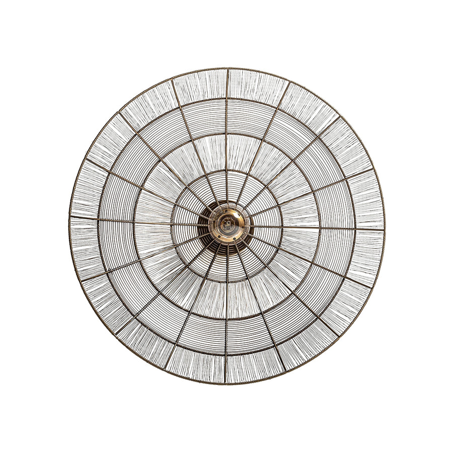 Circle fém design falilámpa elölnézetből, bronz színű, art deco stílusú fém huzalszerkezettel, 60 cm-es átmérővel.