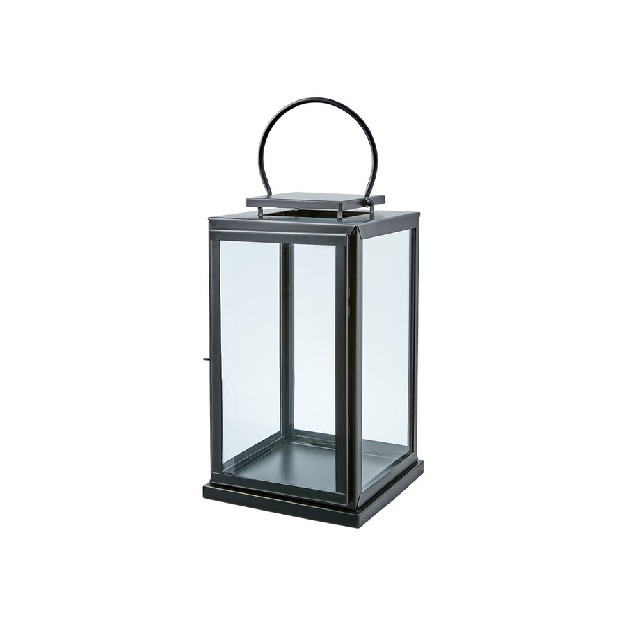 Modern, kortárs stílusú, rozsdamenetes acélból készült, fekete színű lámpás.