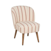 CLUB EMMA terrakotta csíkos klub fotel kaucsukfa lábakkal, vintage stílusban.