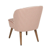 CLUB EMMA terrakotta csíkos fotel hátulnézetből, klasszikus formatervezéssel.