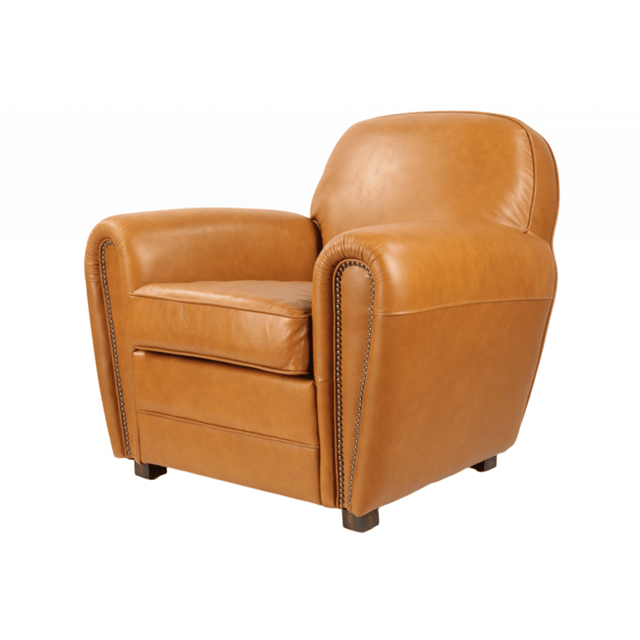 Cserszínű valódi marhabőrrel kárpitozott klubfotel.