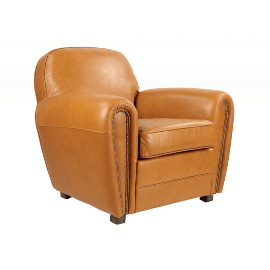 Cserszínű valódi marhabőrrel kárpitozott klubfotel.