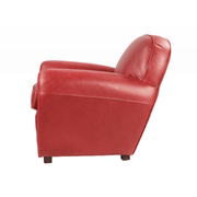 Piros színű valódi marhabőrrel kárpitozott klubfotel.