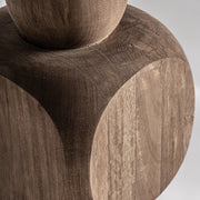 Barna színű design asztali lámpa, krém színű juta lámpaernyővel.