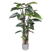 COLOCASIA óriás zöld mű táró bokor 260 cm, 27 levéllel, cement kaspóban, élethű részletekkel
