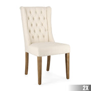 Krémszínű buklészövettel kárpitozott, tölgyfából készült szék.