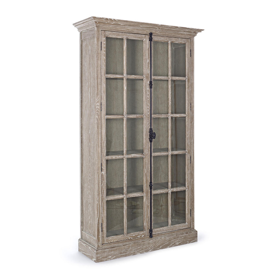 Klasszikus stílusú, kőrisfából készült, 2 ajtós vitrines szekrény.