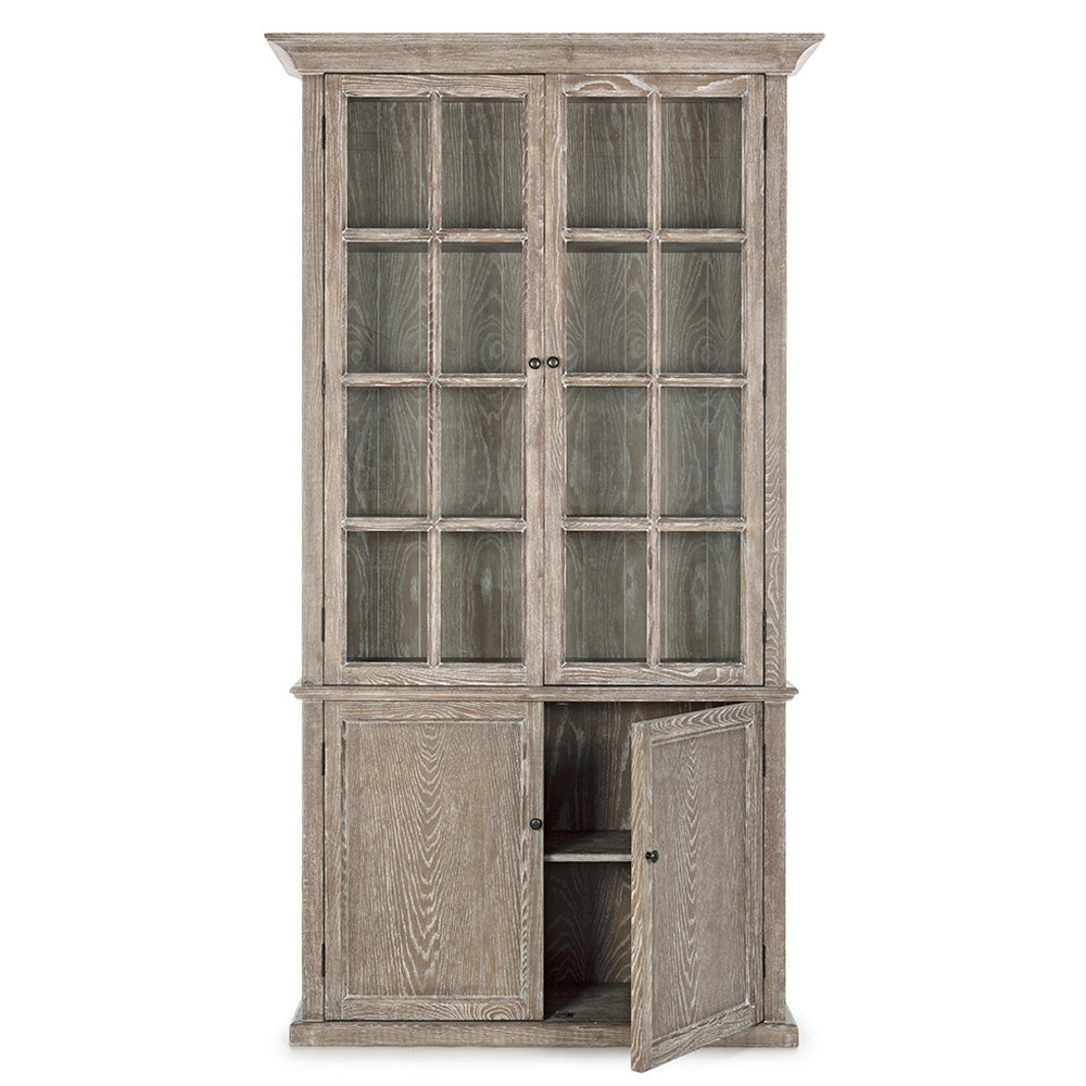 Klasszikus stílusú, kőrisfából készült, 4 ajtós vitrines szekrény.
