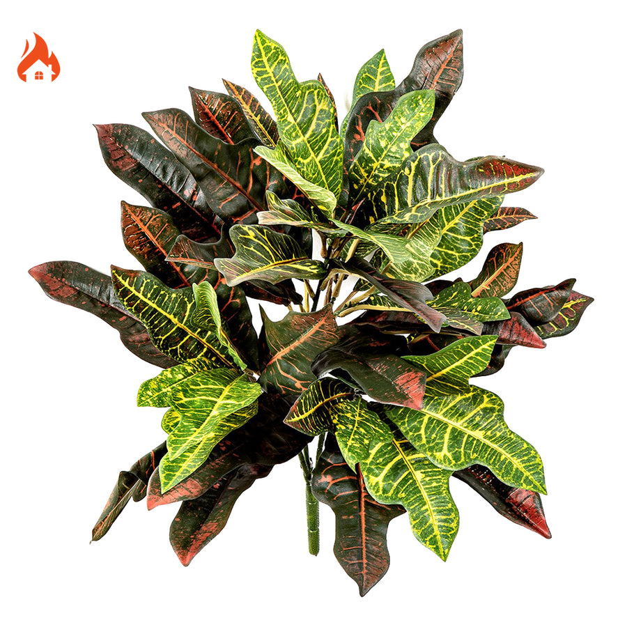 Croton tűzálló mű betűzős kroton bokor 50 cm magas, 48 színes leveles trópusi műnövény