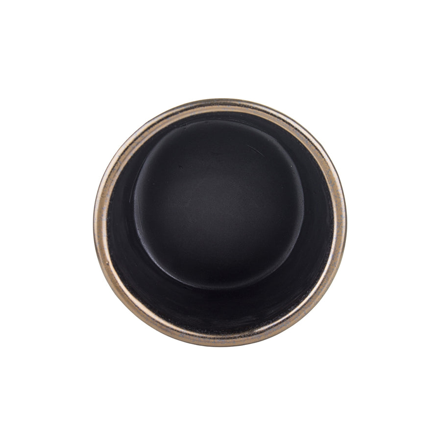 Fekete belsejű, kis méretű kerámia kaspó – letisztult formavilág felülnézetből