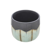 Stílusos kerámia kaspó oldalnézetből, dombormintás felülettel