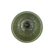 Zöld kerámia kaspó belső nézete – fényes, mázas felület