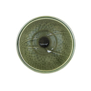 Zöld kerámia kaspó belső nézete – fényes, mázas felület