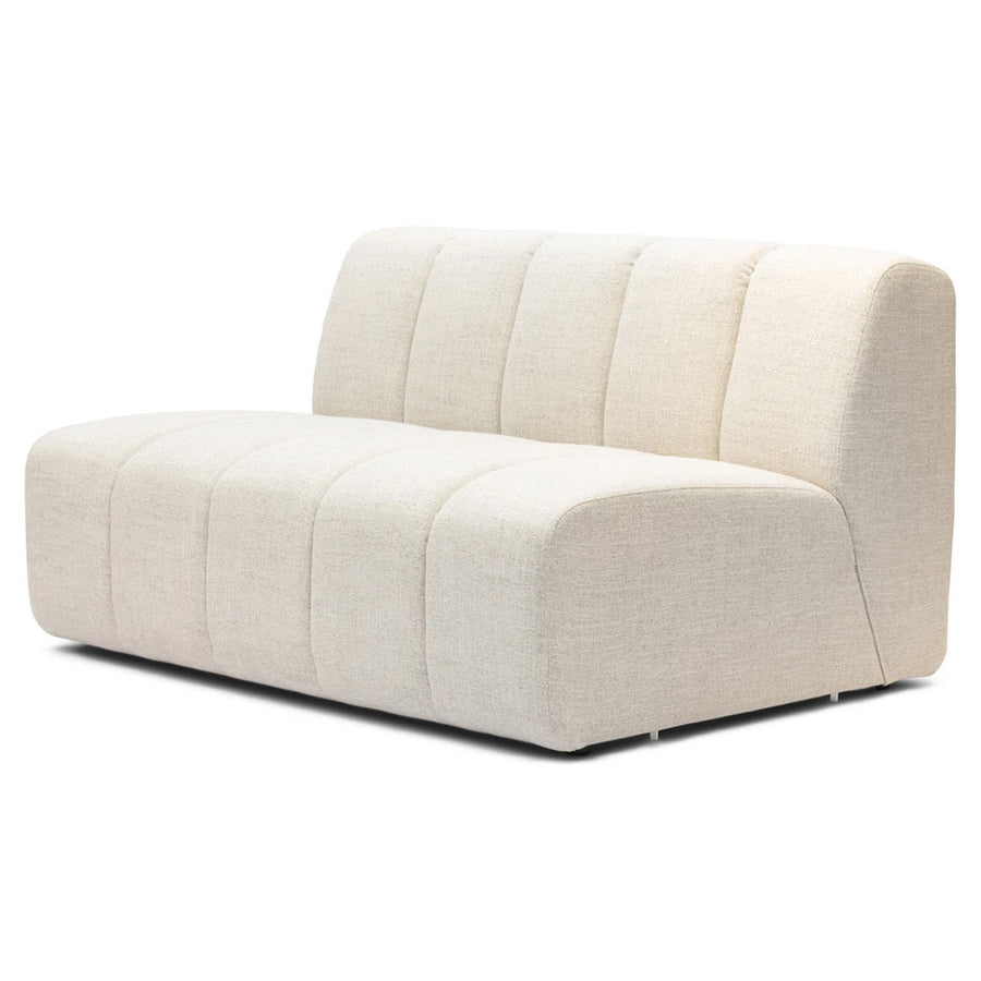 Modern törtfehér szövet kanapé 134 cm oldalnézet