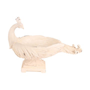 Krémszínű, páva formájú dekor tál.