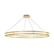 Opálos matt felületű üvegrudakból álló kör formájú dizájn csillár.