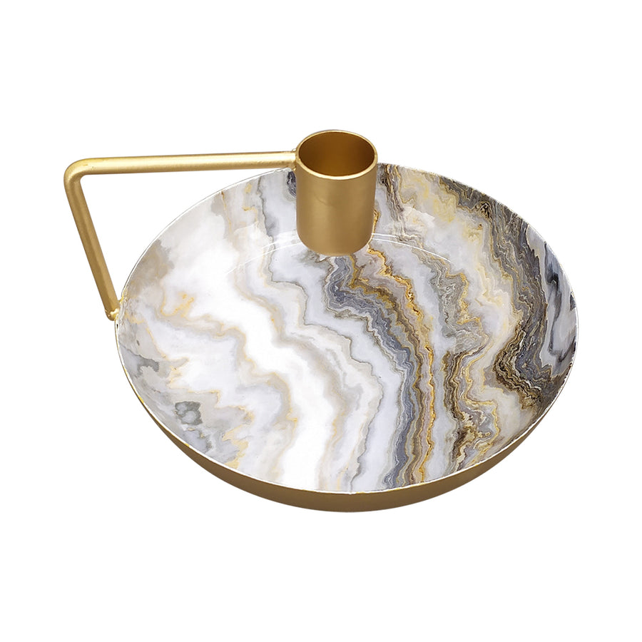 Fémből készült, márvány mintás kézműves design gyertyatartó.