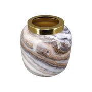 Fémből készült, márvány mintás kézműves design váza.
