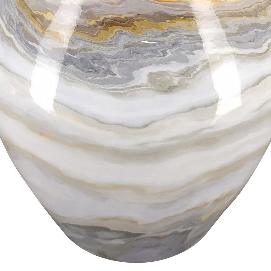 Fémből készült, márvány mintás kézműves design váza.