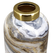 Fémből készült, márvány mintás kézműves design váza.