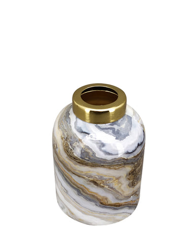 Fémből készült, márvány mintás kézműves design váza.