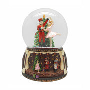 Karácsonyi zenélő-forgó hógömb, diótörővel és balerinával.