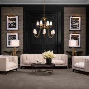 Krémszínű buklé szövettel kárpitozott, prémium minőségű, formatervezett design kanapé,