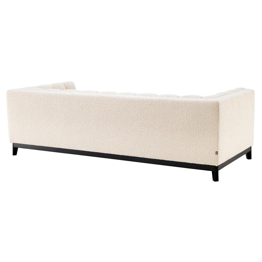 Krémszínű buklé szövettel kárpitozott, prémium minőségű, formatervezett design kanapé,