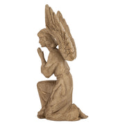 Antikolt hatású, műgyanta angyal dísz oldalnézetben, 28 cm