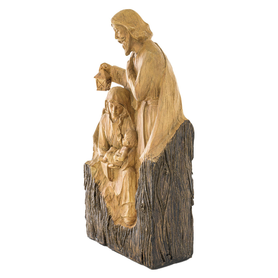 Oldalnézetből a Dost betlehem, részletgazdag, művészien megformált karácsonyi dísz.